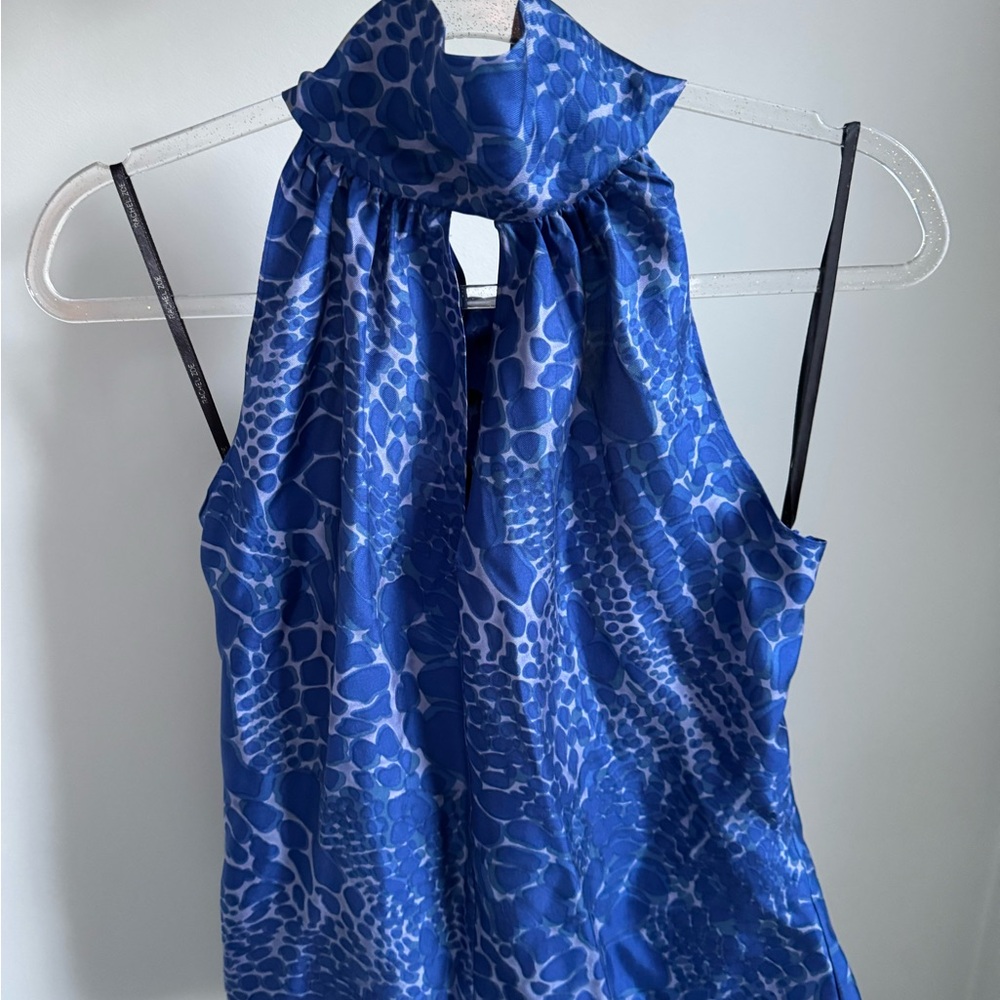 Blue silk Sleeveless Top